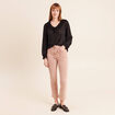Blouse col v manches longues noir femme