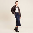 Jupe longue droite en jean denim brut femme