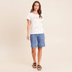 T-shirt col rond manches courtes ecru femme