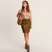 Jupe droite r&eacute;versible couleur bronze femme