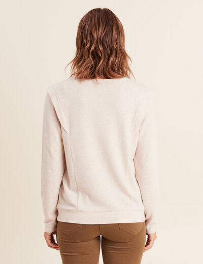 T-shirt manches longues ecru femme creme femme