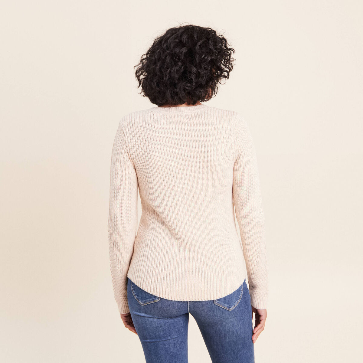 Pull manches longues creme femme