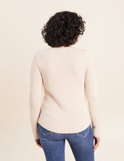 Pull manches longues creme femme