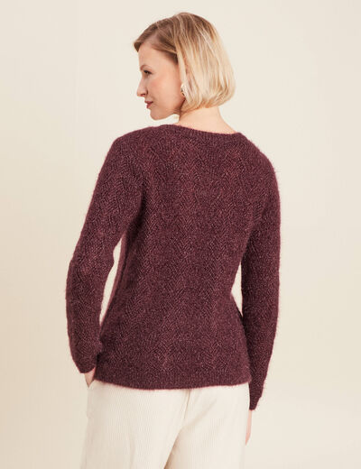 Pull manches longues bordeaux femme