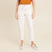 Pantalon coupe droite à coulisse blanc femme
