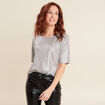 T-shirt manches courtes couleur argent femme