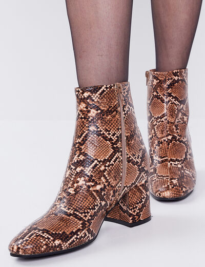 Bottines à talons texturées marron femme