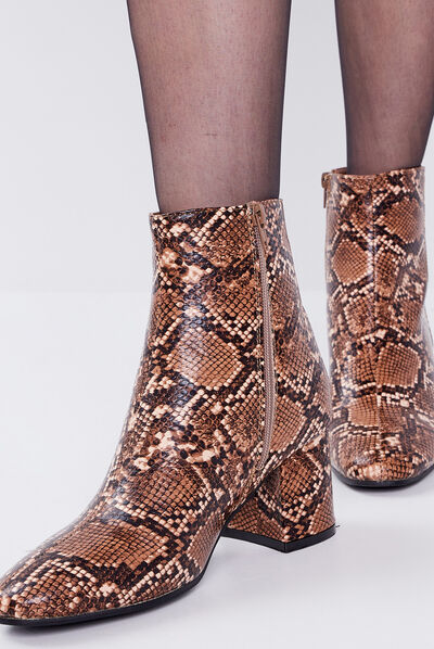 Bottines à talons texturées marron femme