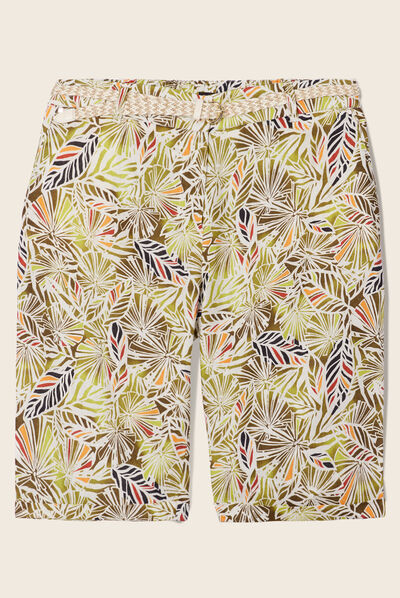 Short droit ceinturé vert femme