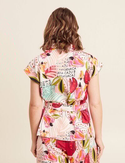 Chemise fluide manches courtes rose femme