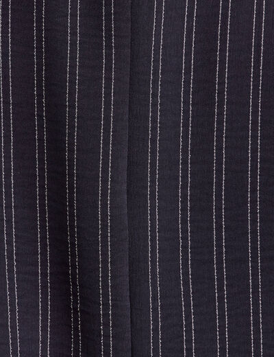 Veste longue droite col tailleur bleu femme