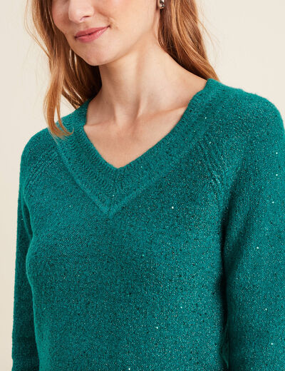 Pull manches longues vert canard femme