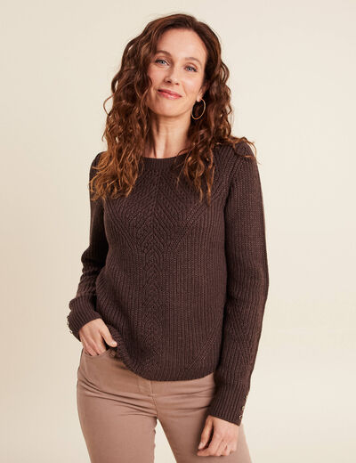 Pull manches longues marron femme