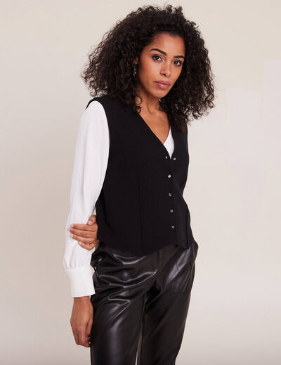 Gilet veston sans manches noir femme