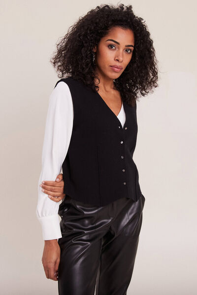 Gilet veston sans manches noir femme