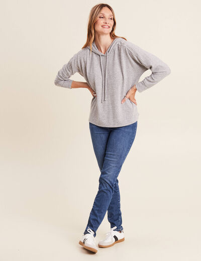 Sweat à capuche gris clair femme