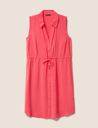 Robe droite courte avec lien rouge femme
