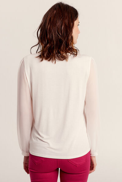 T-shirt manches longues blanc femme