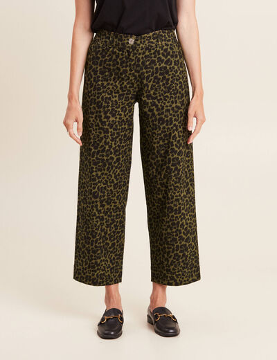 Pantalon large 7/8ème vert kaki femme