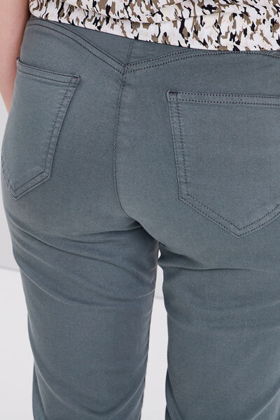 Pantalon léger taille standard 7/8ème vert kaki femme