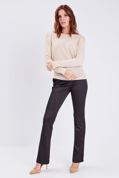 Pull manches longues couleur or femme