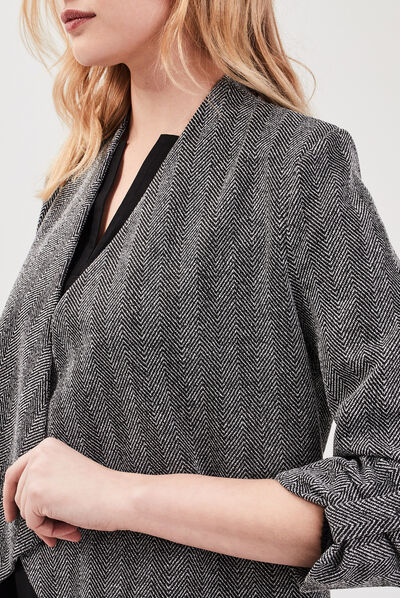 Veste évasée col châle noir femme