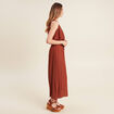 Jupe longue évasée satin marron foncé femme