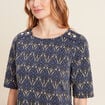 Robe droite manches 3/4 bleu femme