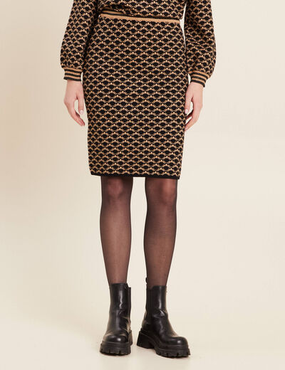 Jupe tricot ajustée noir femme
