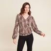 Blouse droite manches longues marron cognac femme