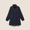 Parka cintr&eacute;e longue doubl&eacute;e bleu fonc&eacute; femme