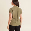 Blouse manches courtes vert kaki femme