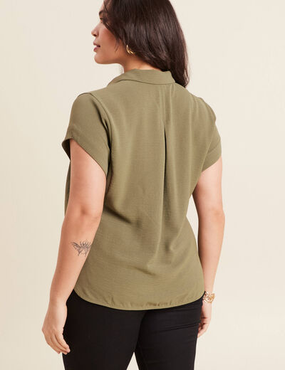 Blouse manches courtes vert kaki femme