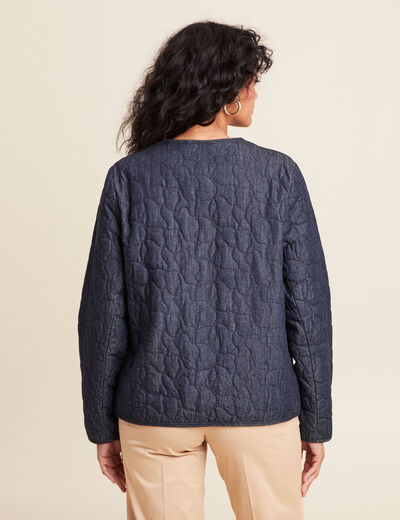 Doudoune doublée sans col denim brut femme