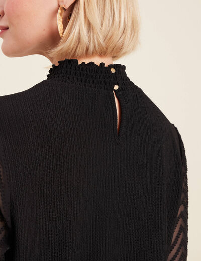 Blouse manches longues noir femme