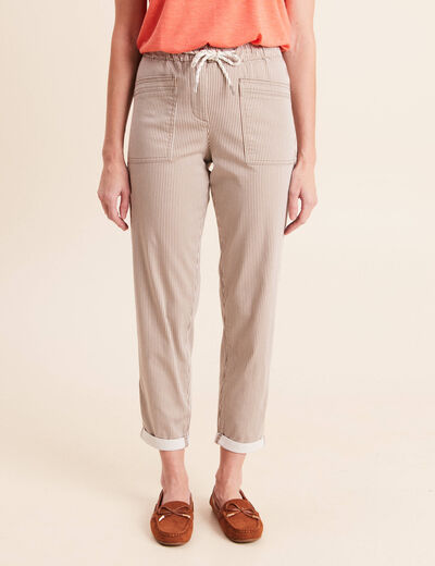 Pantalon coupe mom 7/8&egrave;me marron femme