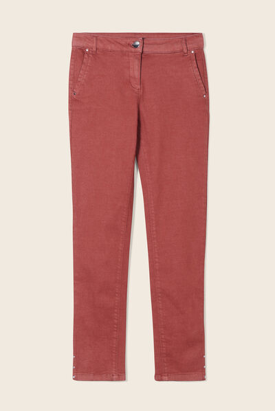 Pantalon chino ajusté marron cognac femme