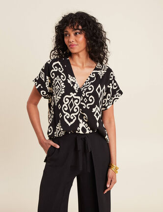 Blouse manches courtes noir femme