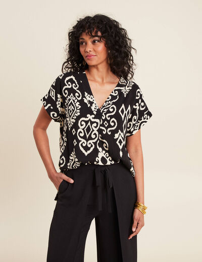 Blouse manches courtes noir femme
