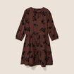 Robe courte &eacute;vas&eacute;e col v manches 3/4 marron femme