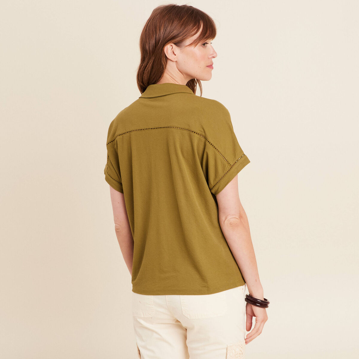 T-shirt manches courtes vert kaki femme