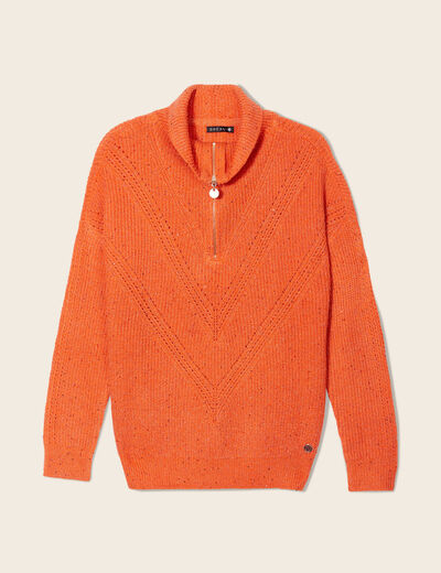Pull manches longues orange femme