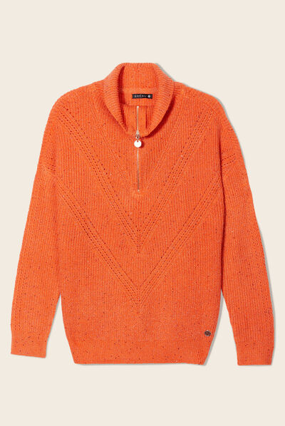Pull manches longues orange femme