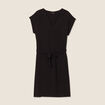 Robe droite col en V noir femme