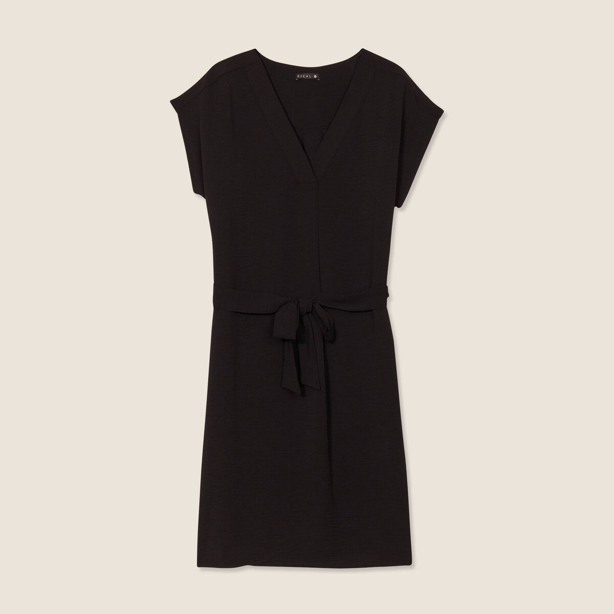 Robe droite col en V noir femme