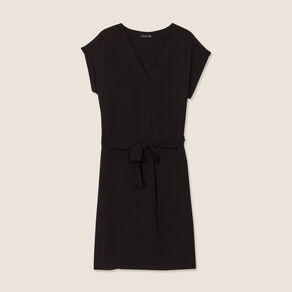 Robe droite col en V noir femme