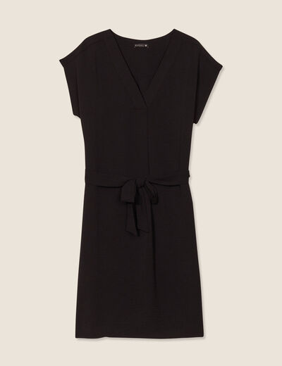 Robe droite col en V noir femme