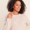 Pull droit col rond manches longues creme femme