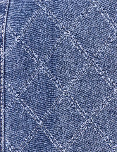 Veste courte droite en jean doubl&eacute;e denim stone femme