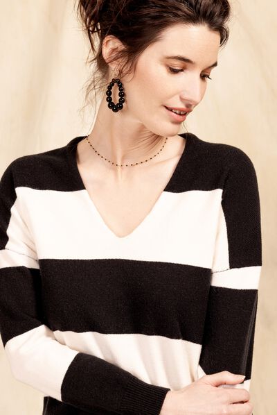 Pull manches longues creme femme